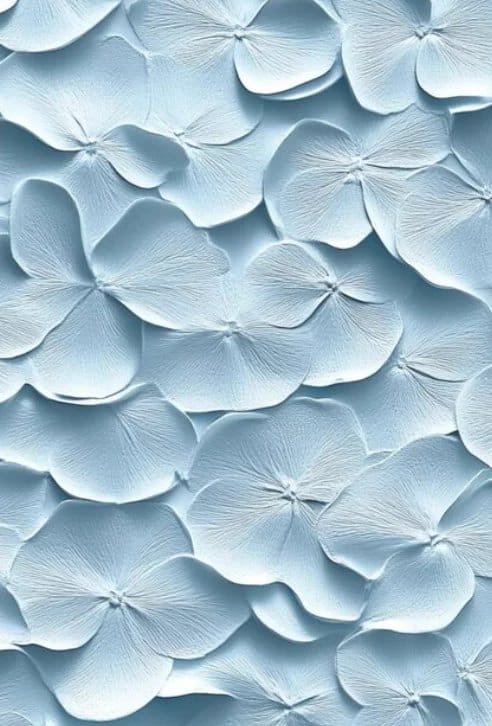 Pétales d'hortensia bleu pâle sculptés en relief